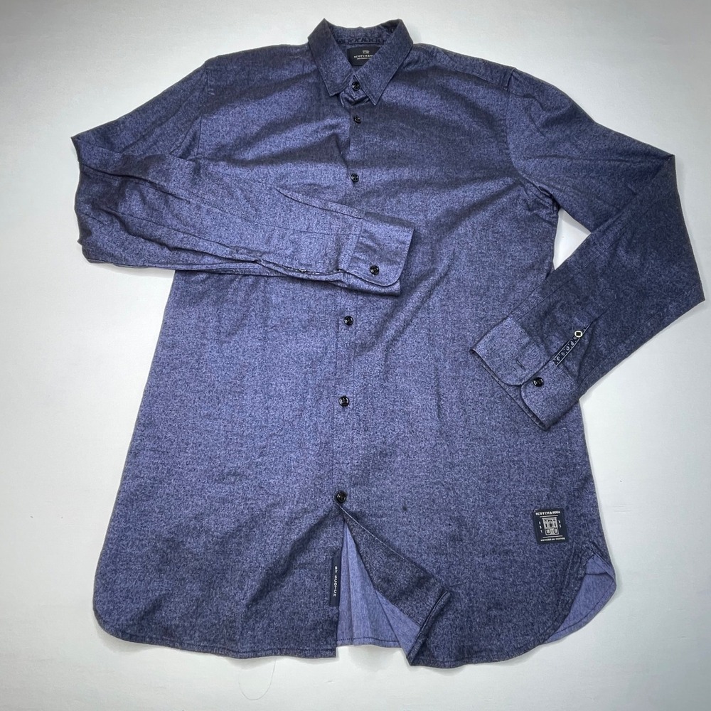 Scotch & Soda Preppy Coastal Mens Button Down Shirt Slim Fit XL Blue